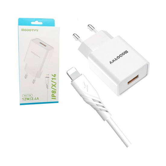 Modorwy PD Wall Charger MA1104 5V 2.4A with Lightning cable White